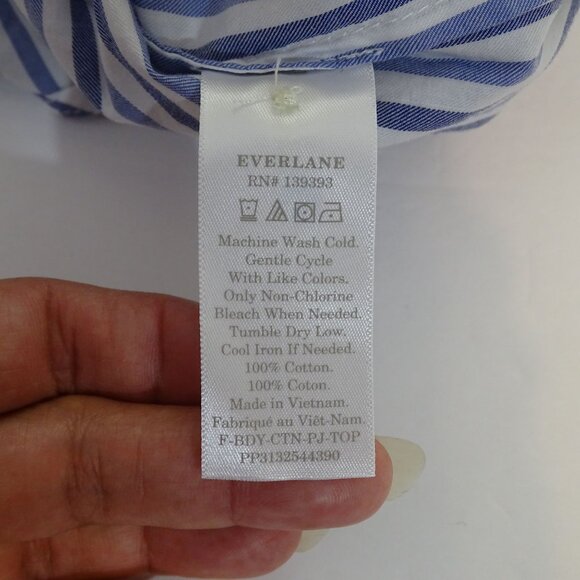 Everlane Woven Cotton PJ Top Women Size S Blue Stripe Button Up Long Sleeve - Picture 8 of 8